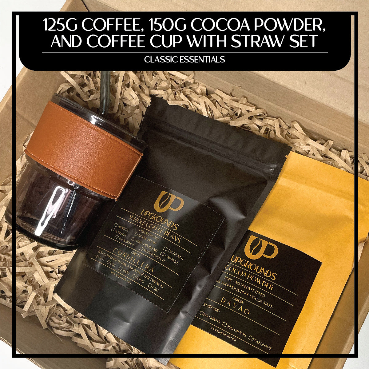 125g Coffee, 150g Cocoa Powder and 450ml Coffee Cup with Straw Set | Upgrounds