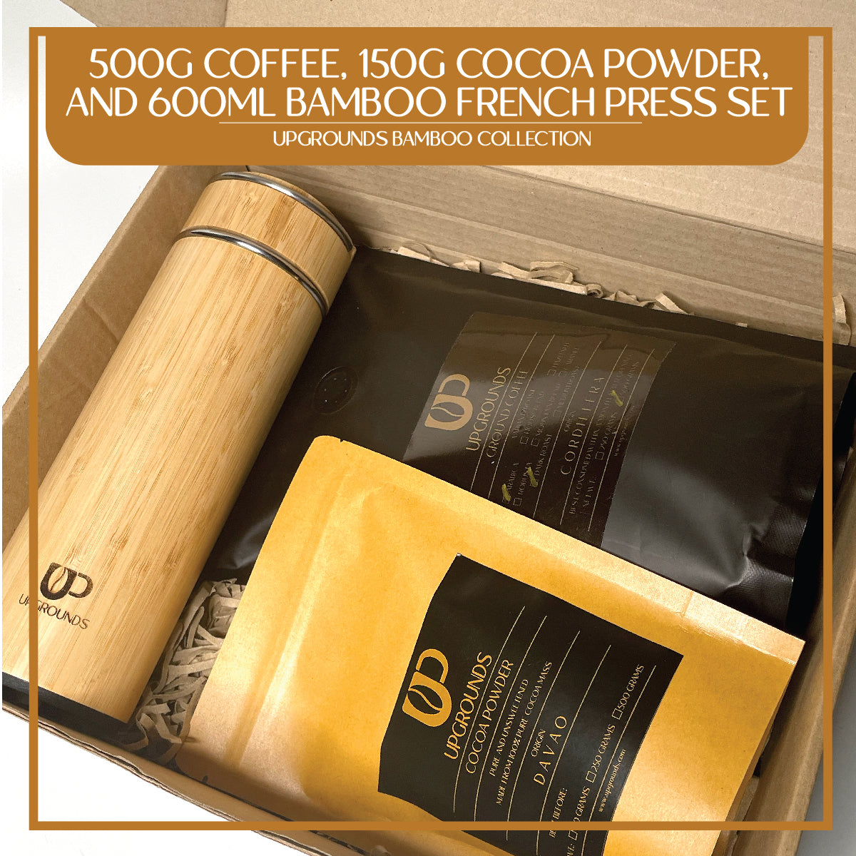 Coffee, Cocoa Powder and Bamboo Tumbler with Handle Set | Upgrounds