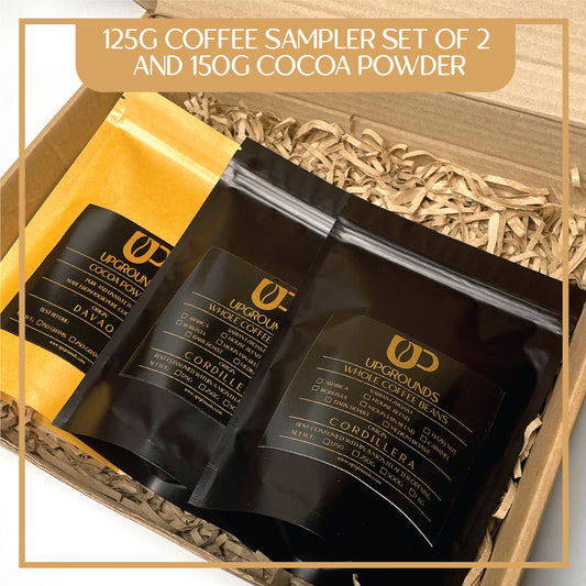 125g Coffee Sampler Set of 2 and 150g Cocoa Powder | Upgrounds