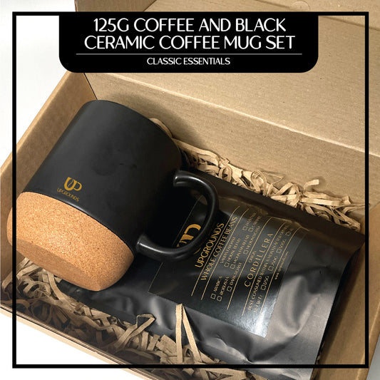 125g Coffee and 360ml Black Ceramic Mug Set | Upgrounds