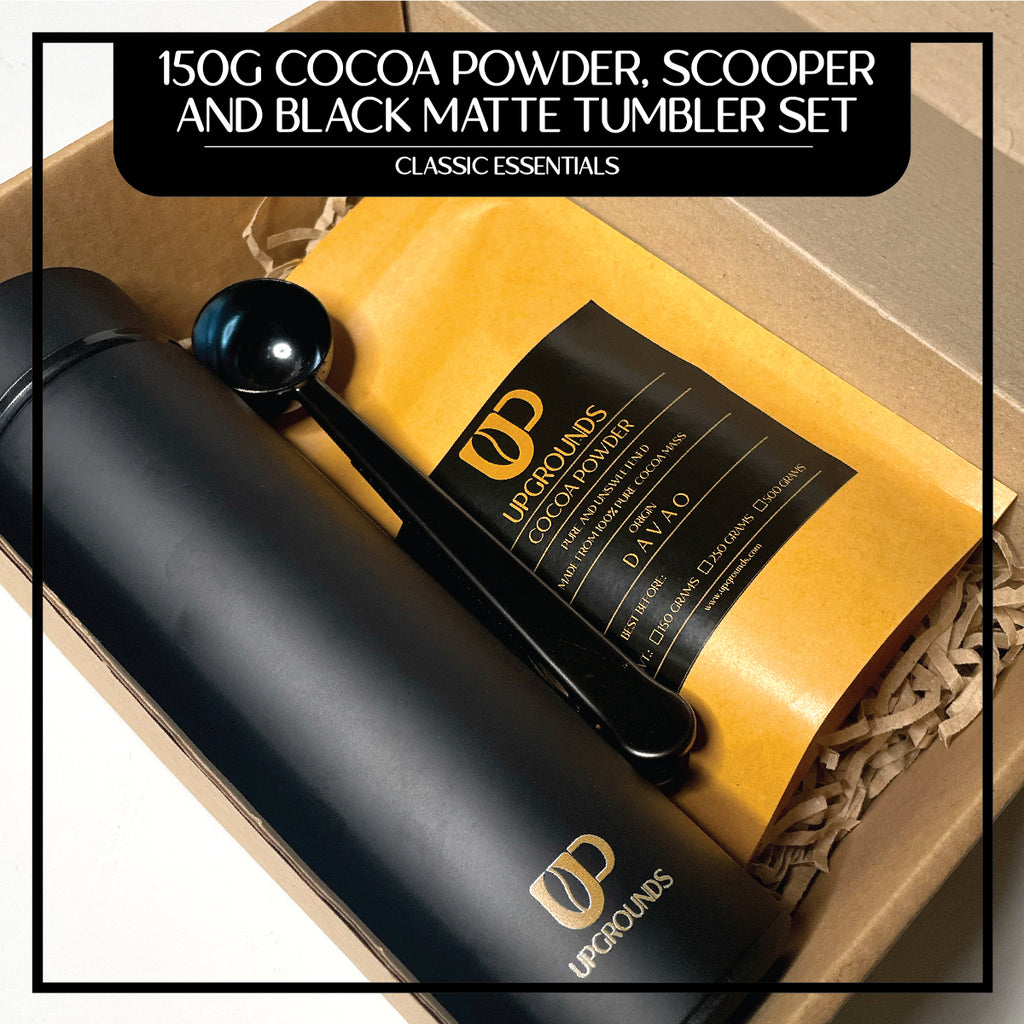 150g Cacao Powder, Black Tumbler and Scooper Set | Upgrounds