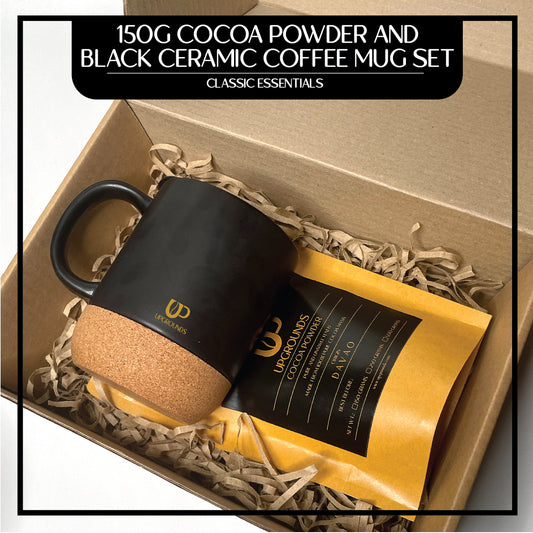 150g Cocoa Powder and 360ml Black Ceramic Mug Set | Upgrounds