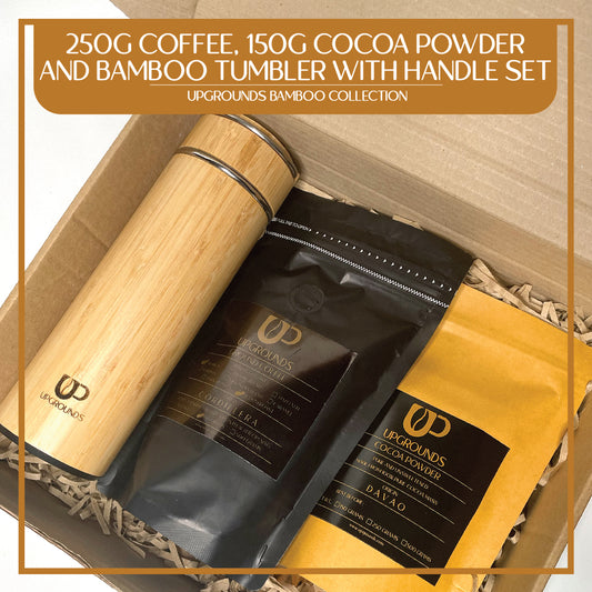 250g Coffee, Cocoa Powder and Bamboo Tumbler w/ Handle Set | Upgrounds