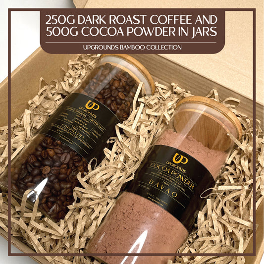 250g Dark Roast Coffee in a Jar and 500g Cocoa Powder in a Jar Set
