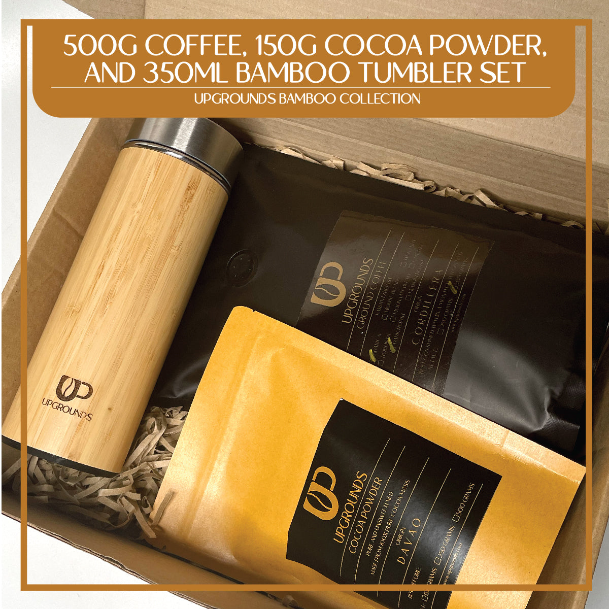 500g Coffee, 150g Cocoa Powder and Bamboo Tumbler Set | Upgrounds