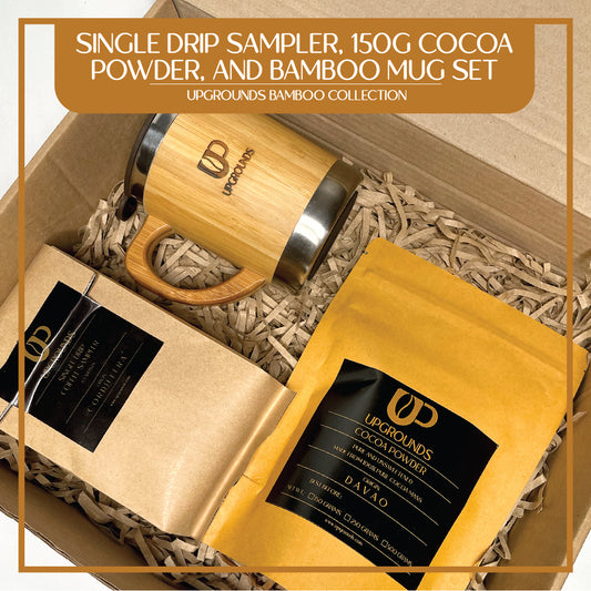 Single Drip Sampler, 150g Cacao Powder and Bamboo Mug Set | Upgrounds