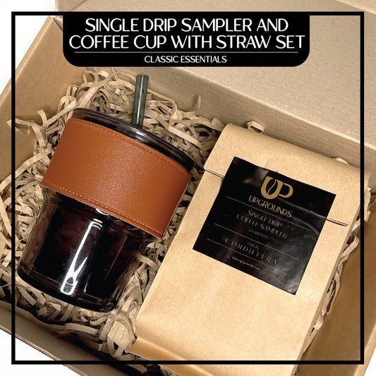 Single Drip Sampler and 450ml Coffee Cup with Straw Set in black| Upgrounds