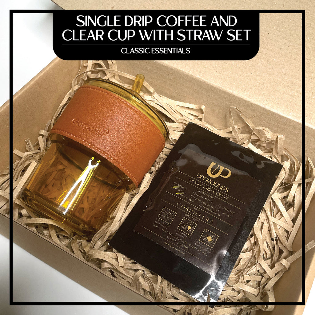 Single Drip Coffee and Clear Cup with Straw Set in Amber| Upgrounds
