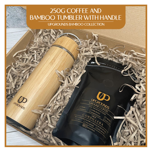 250g Coffee and Bamboo Tumbler with Handle Set | Upgrounds