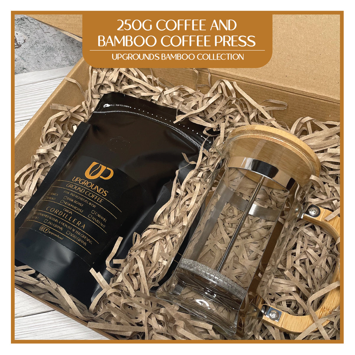 250g Coffee and Bamboo French Press | Upgrounds