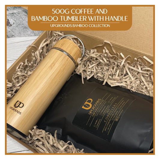 500g Coffee and Bamboo Tumbler with Handle Set | Upgrounds